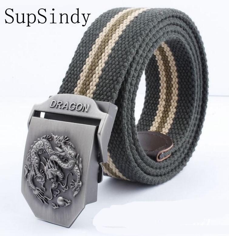 SupSindy men&women Canvas belt Dragon metal buckle waistband military belt Army tactical belts for Men high quality male strap