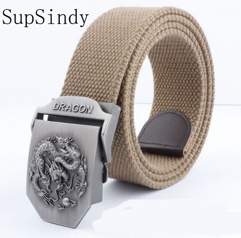 SupSindy men&women Canvas belt Dragon metal buckle waistband military belt Army tactical belts for Men high quality male strap