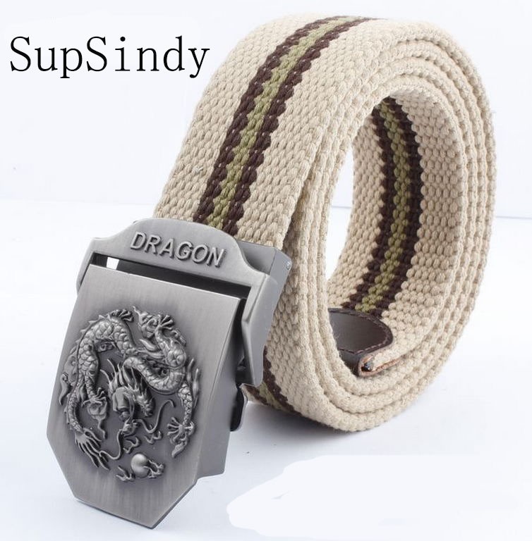 SupSindy men&women Canvas belt Dragon metal buckle waistband military belt Army tactical belts for Men high quality male strap