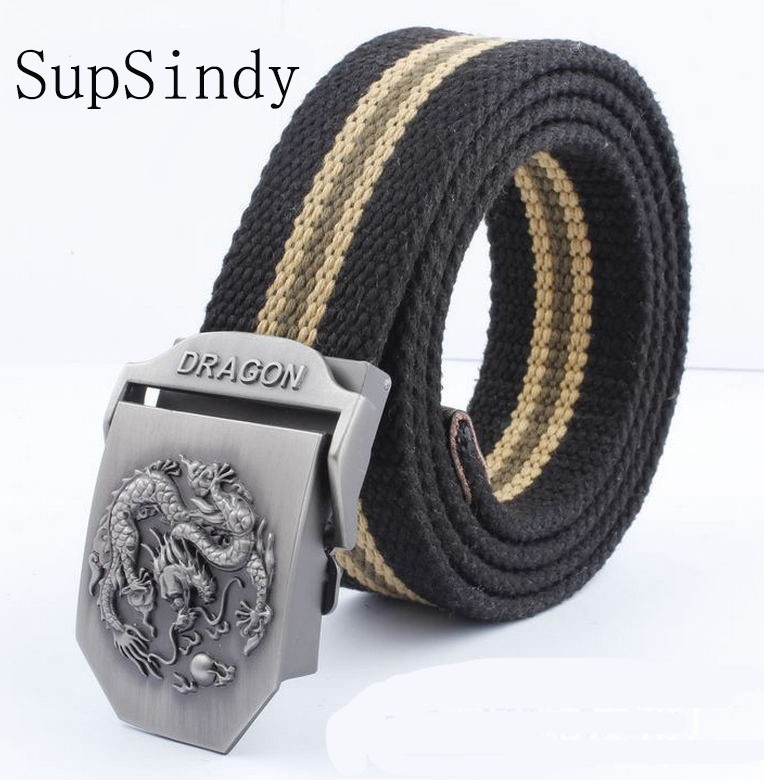 SupSindy men&women Canvas belt Dragon metal buckle waistband military belt Army tactical belts for Men high quality male strap