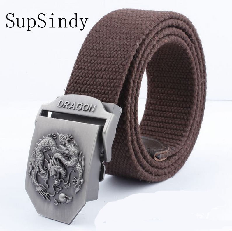 SupSindy men&women Canvas belt Dragon metal buckle waistband military belt Army tactical belts for Men high quality male strap