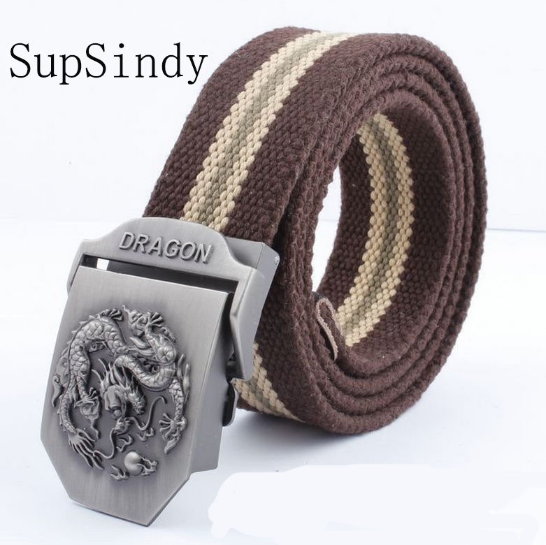 SupSindy men&women Canvas belt Dragon metal buckle waistband military belt Army tactical belts for Men high quality male strap