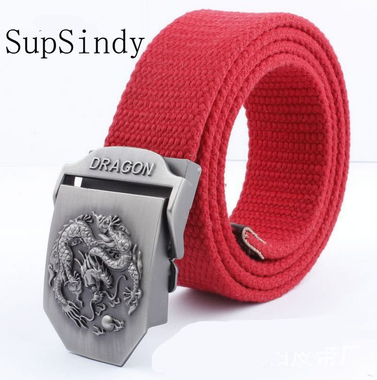 SupSindy men&women Canvas belt Dragon metal buckle waistband military belt Army tactical belts for Men high quality male strap