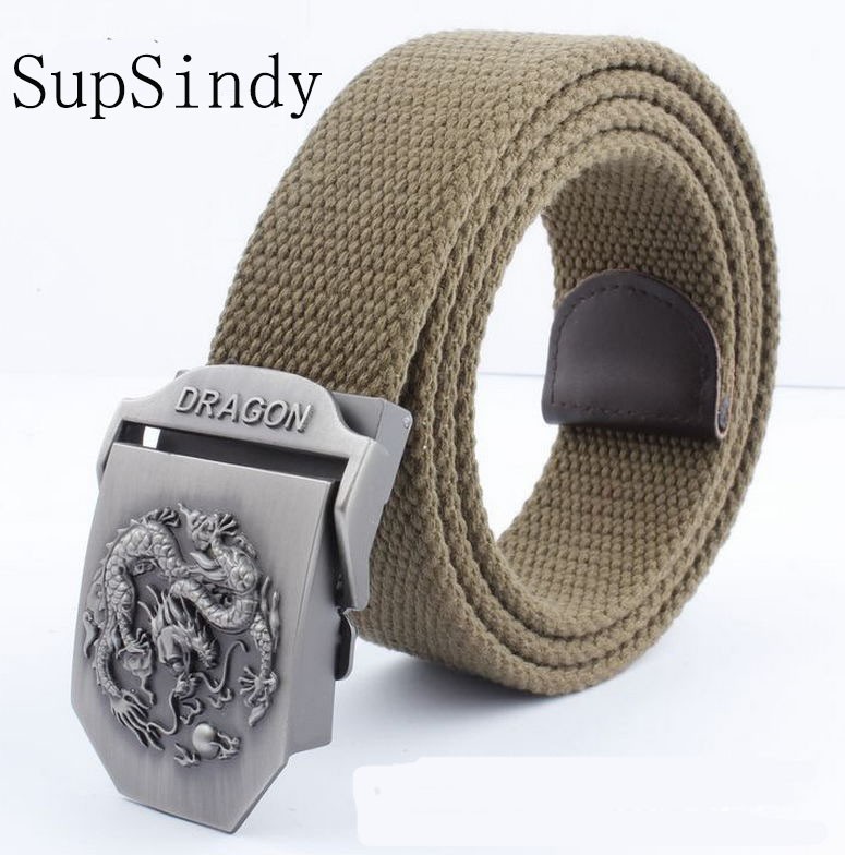 SupSindy men&women Canvas belt Dragon metal buckle waistband military belt Army tactical belts for Men high quality male strap