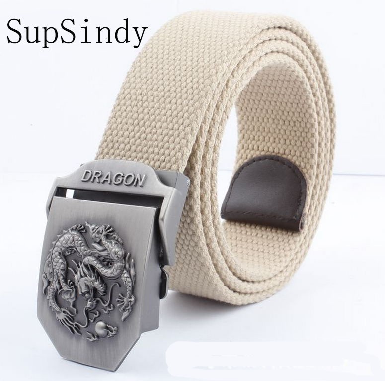 SupSindy men&women Canvas belt Dragon metal buckle waistband military belt Army tactical belts for Men high quality male strap