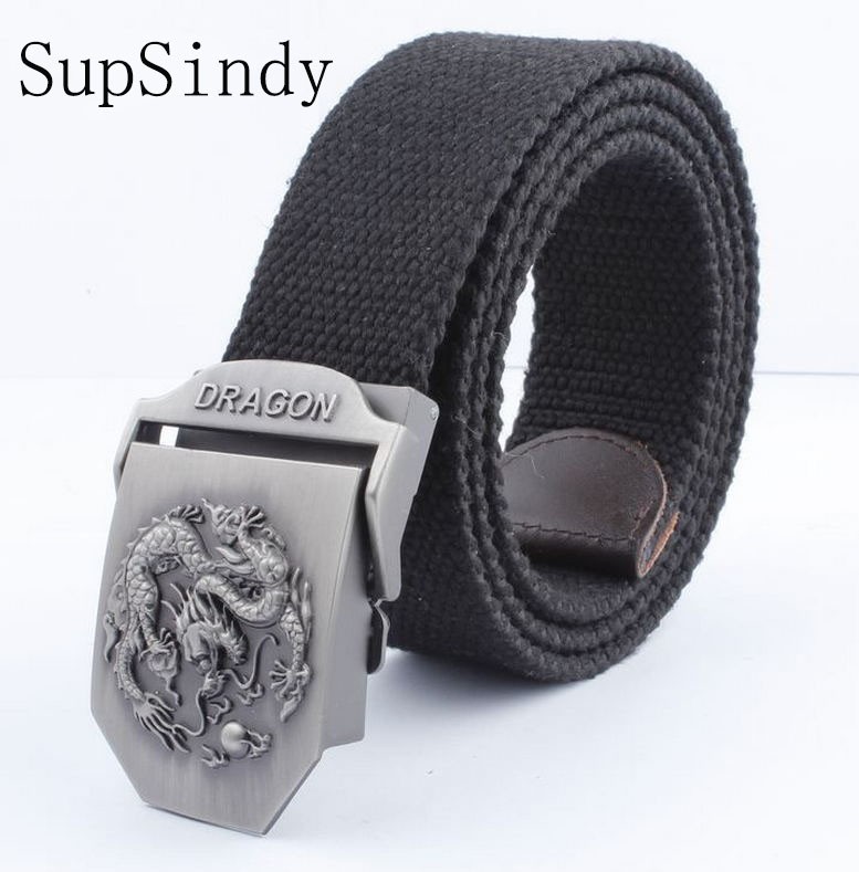 SupSindy men&women Canvas belt Dragon metal buckle waistband military belt Army tactical belts for Men high quality male strap