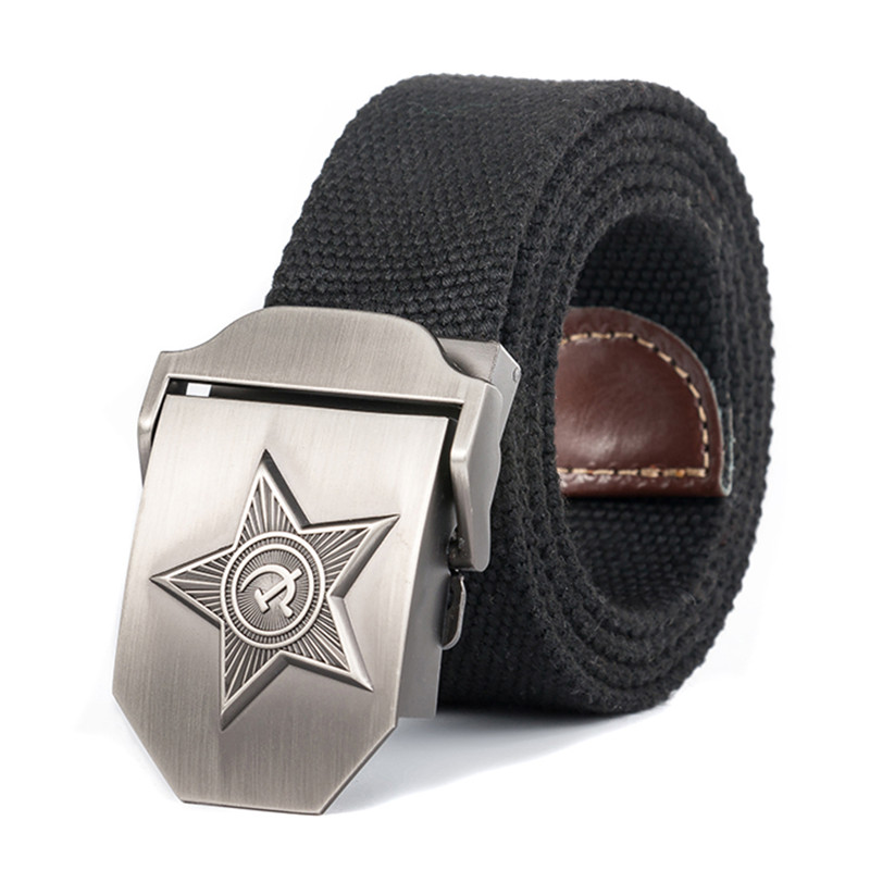 New Men & Women High Quality 3D Five Rays Star Military Belt Old CCCP Army Belt Patriotic Retired Soldiers Canvas Jeans Belt