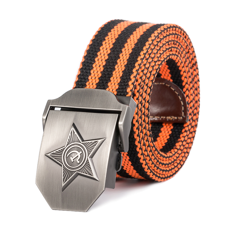 New Men & Women High Quality 3D Five Rays Star Military Belt Old CCCP Army Belt Patriotic Retired Soldiers Canvas Jeans Belt