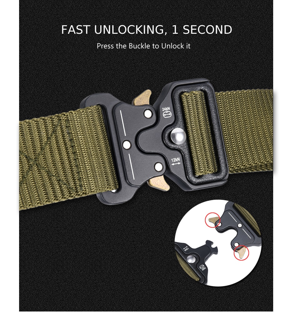 MILUOTA Mens Tactical Belt Military Nylon Belt Outdoor multifunctional Training Belt Combat Belts Sturdy Waistband MU055