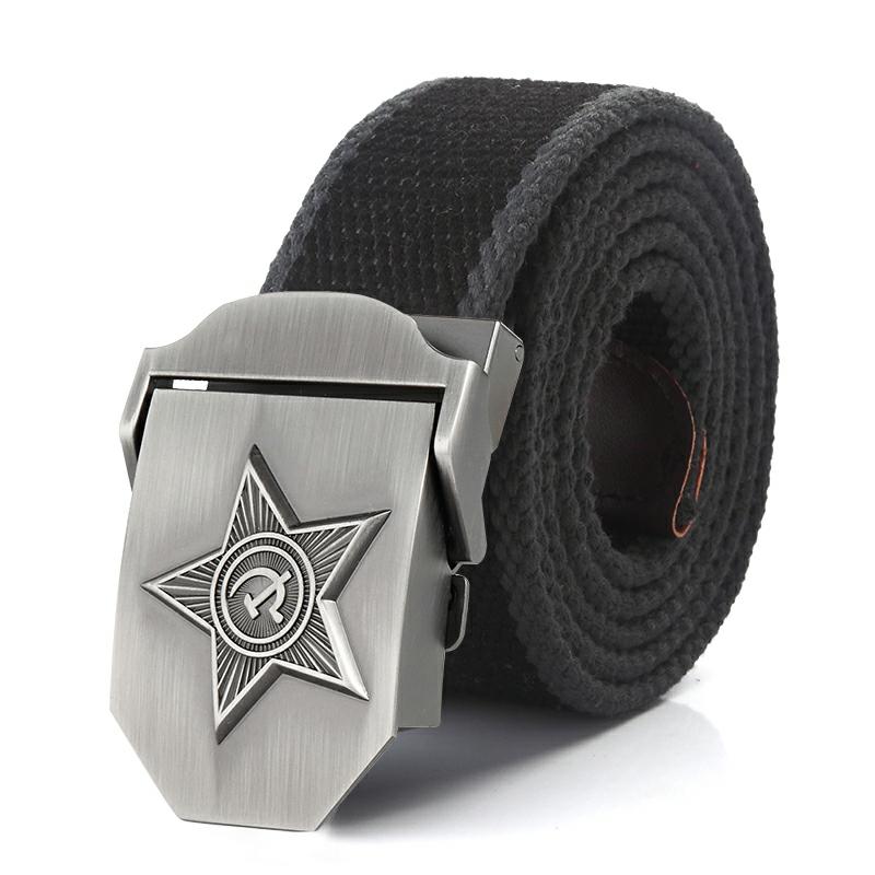 SupSindy Men&Women High Quality 3D Five Rays Star Military Belt Old CCCP Army Belt Patriotic Retired Soldiers Canvas Jeans Belts