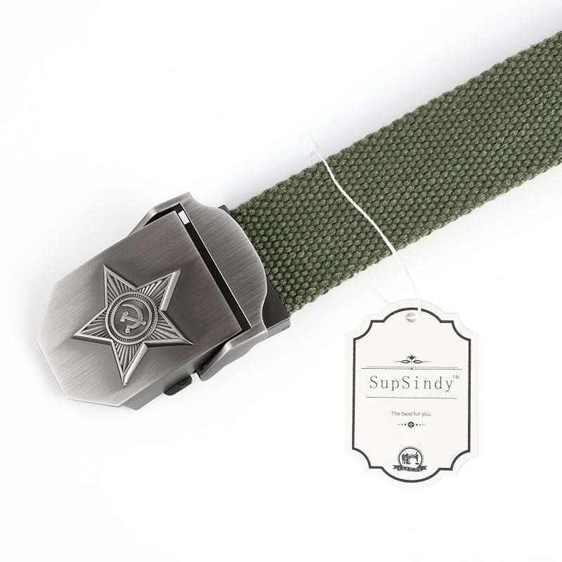 SupSindy Men&Women High Quality 3D Five Rays Star Military Belt Old CCCP Army Belt Patriotic Retired Soldiers Canvas Jeans Belts