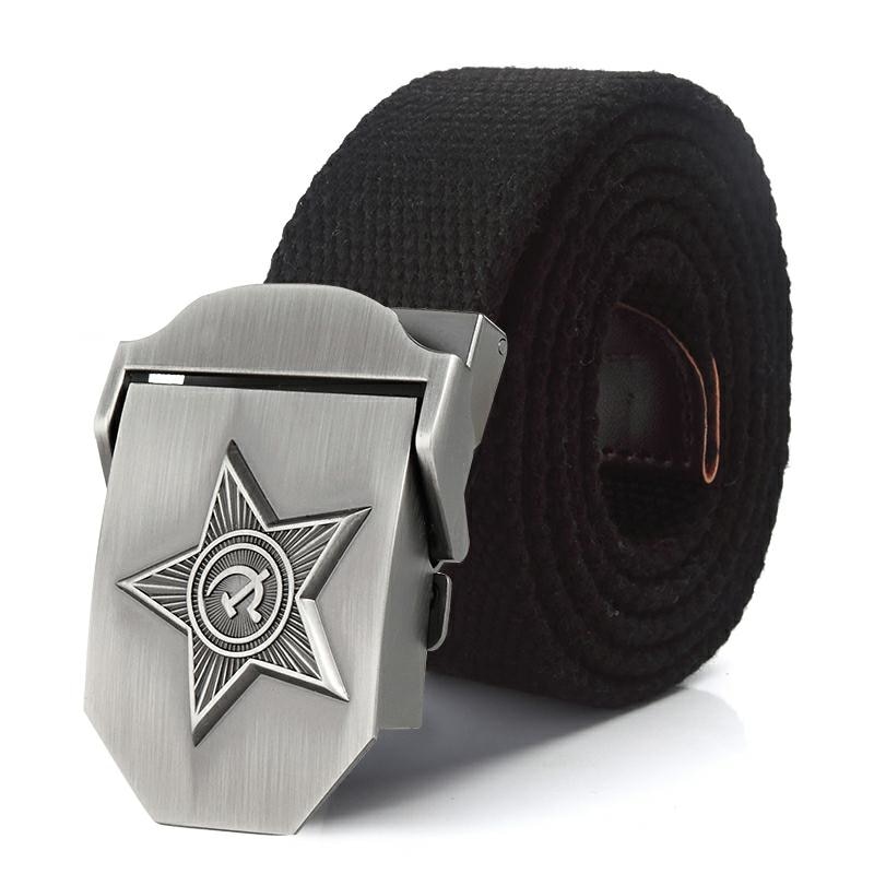 SupSindy Men&Women High Quality 3D Five Rays Star Military Belt Old CCCP Army Belt Patriotic Retired Soldiers Canvas Jeans Belts