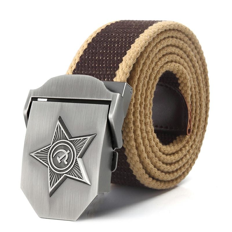 SupSindy Men&Women High Quality 3D Five Rays Star Military Belt Old CCCP Army Belt Patriotic Retired Soldiers Canvas Jeans Belts