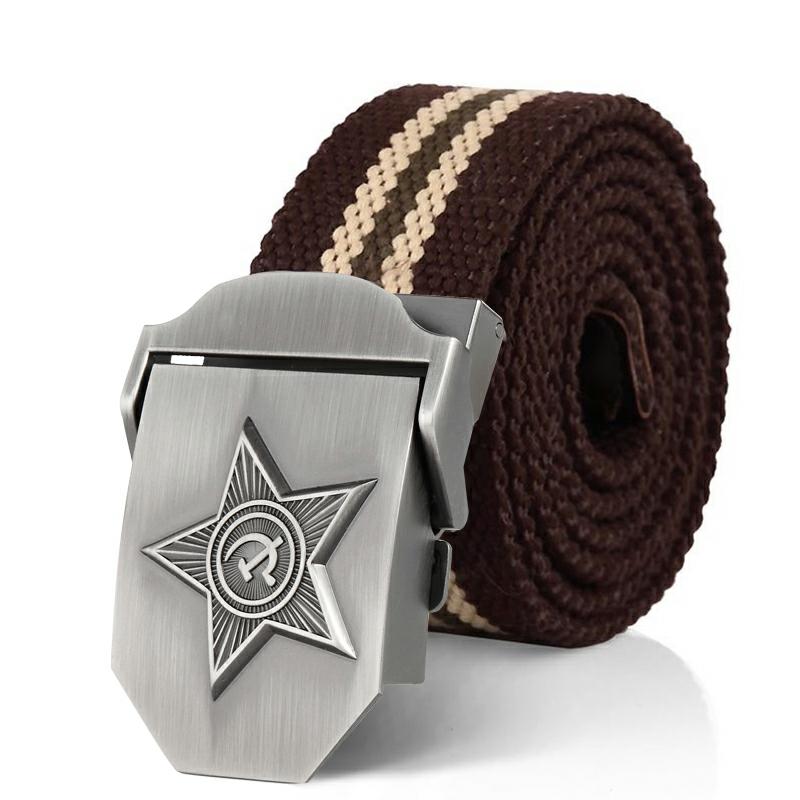 SupSindy Men&Women High Quality 3D Five Rays Star Military Belt Old CCCP Army Belt Patriotic Retired Soldiers Canvas Jeans Belts