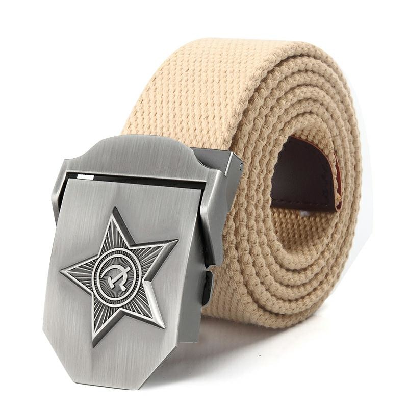 SupSindy Men&Women High Quality 3D Five Rays Star Military Belt Old CCCP Army Belt Patriotic Retired Soldiers Canvas Jeans Belts