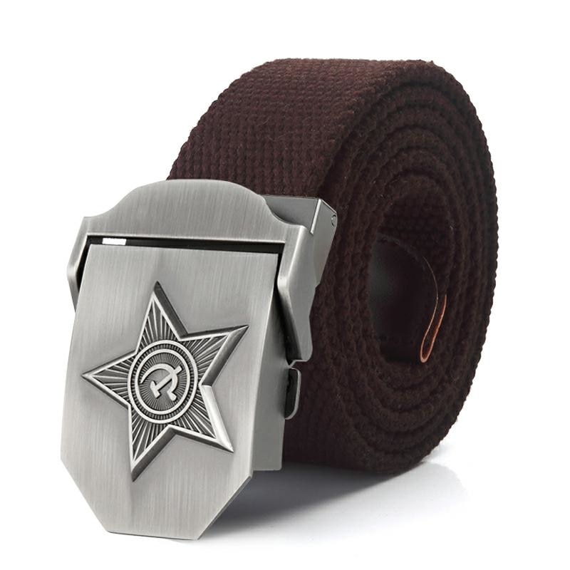 SupSindy Men&Women High Quality 3D Five Rays Star Military Belt Old CCCP Army Belt Patriotic Retired Soldiers Canvas Jeans Belts