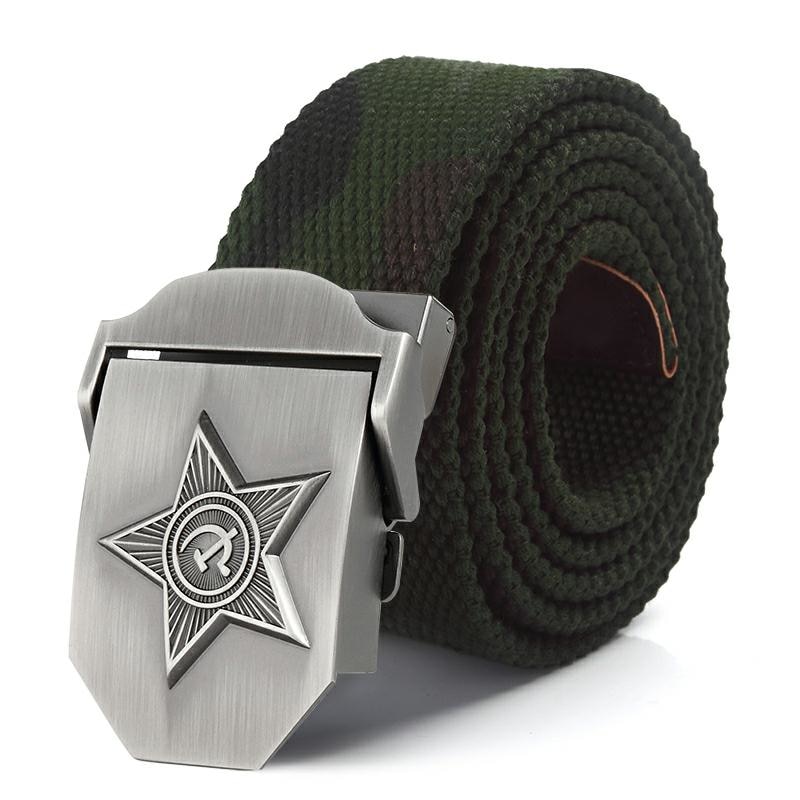 SupSindy Men&Women High Quality 3D Five Rays Star Military Belt Old CCCP Army Belt Patriotic Retired Soldiers Canvas Jeans Belts