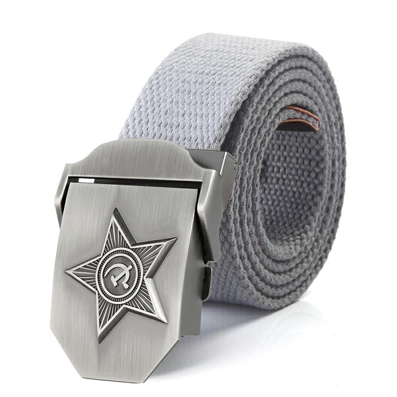 SupSindy Men&Women High Quality 3D Five Rays Star Military Belt Old CCCP Army Belt Patriotic Retired Soldiers Canvas Jeans Belts