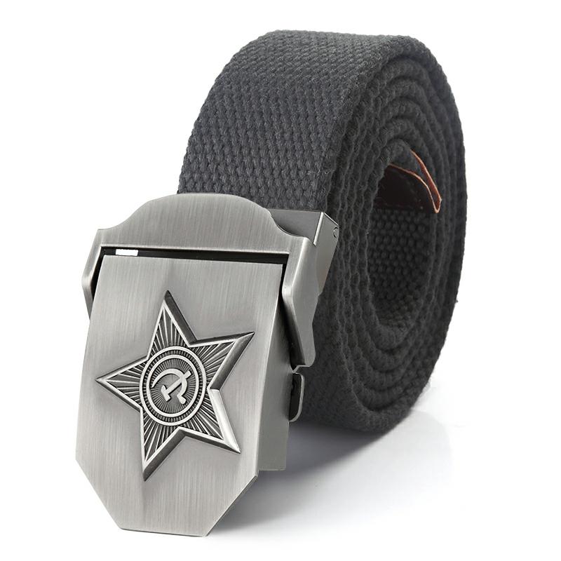 SupSindy Men&Women High Quality 3D Five Rays Star Military Belt Old CCCP Army Belt Patriotic Retired Soldiers Canvas Jeans Belts