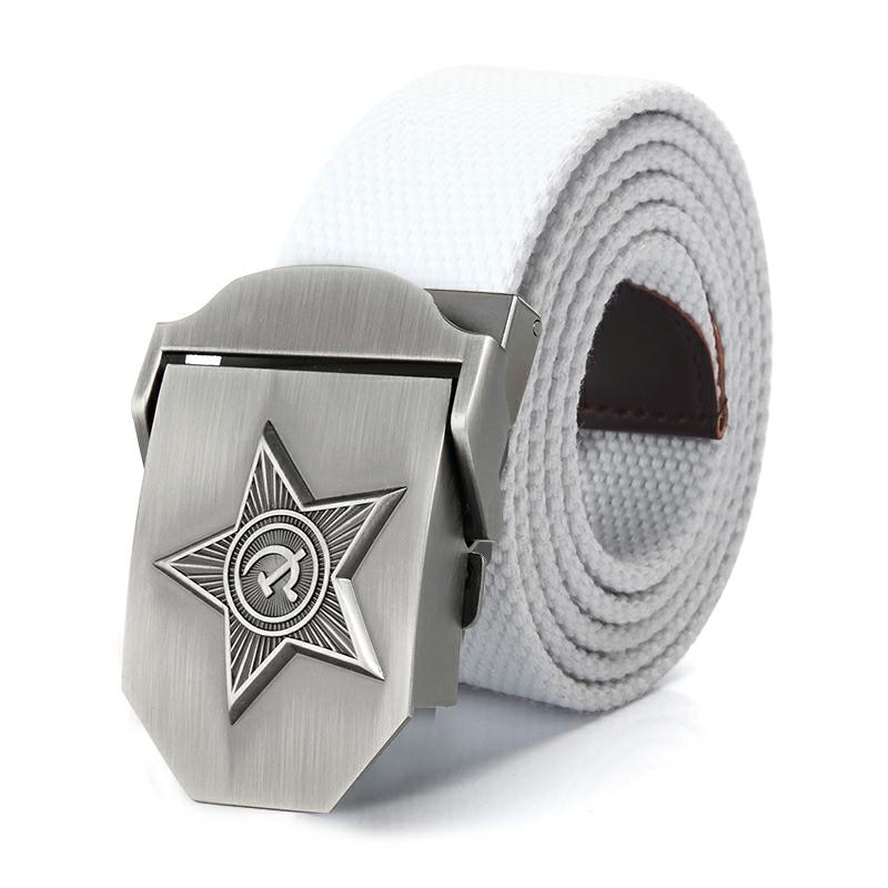 SupSindy Men&Women High Quality 3D Five Rays Star Military Belt Old CCCP Army Belt Patriotic Retired Soldiers Canvas Jeans Belts