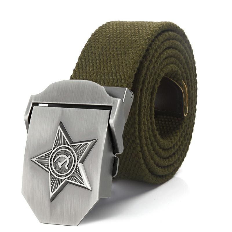 SupSindy Men&Women High Quality 3D Five Rays Star Military Belt Old CCCP Army Belt Patriotic Retired Soldiers Canvas Jeans Belts