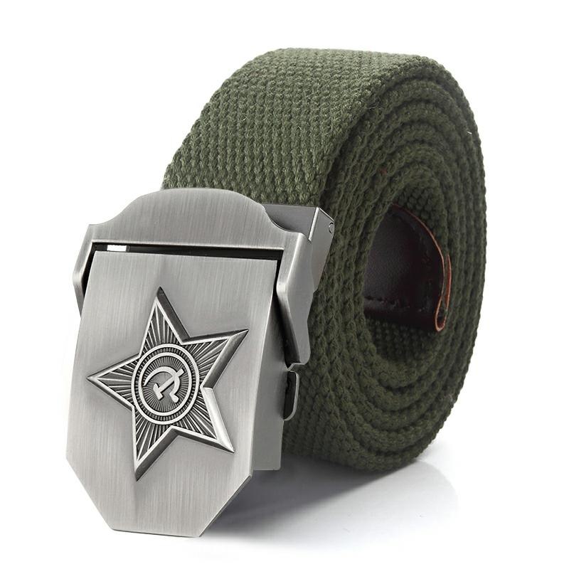 SupSindy Men&Women High Quality 3D Five Rays Star Military Belt Old CCCP Army Belt Patriotic Retired Soldiers Canvas Jeans Belts