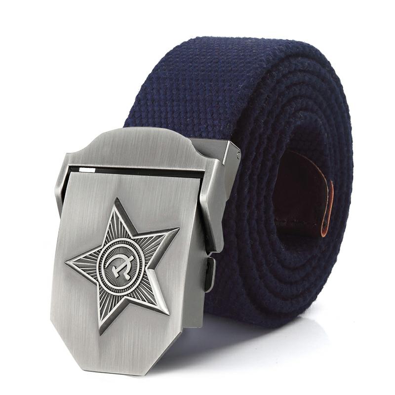 SupSindy Men&Women High Quality 3D Five Rays Star Military Belt Old CCCP Army Belt Patriotic Retired Soldiers Canvas Jeans Belts
