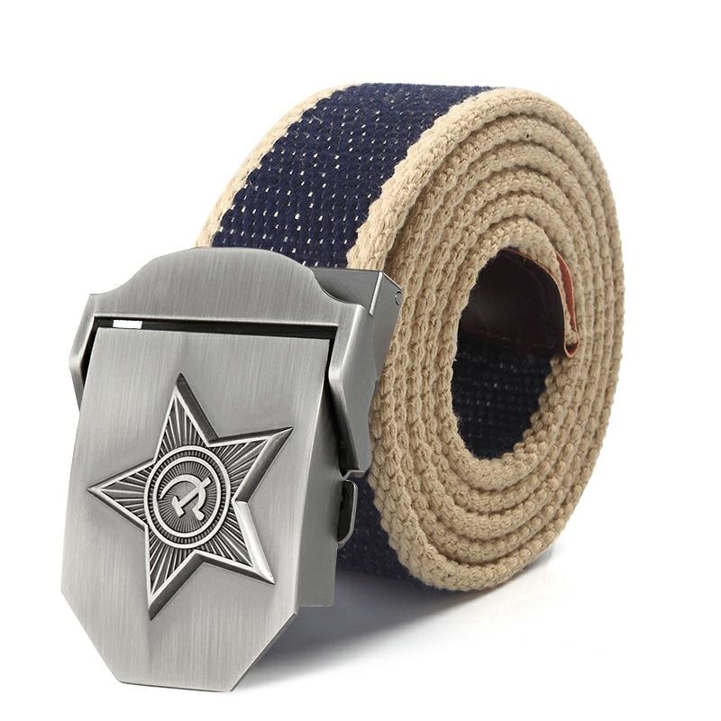 SupSindy Men&Women High Quality 3D Five Rays Star Military Belt Old CCCP Army Belt Patriotic Retired Soldiers Canvas Jeans Belts