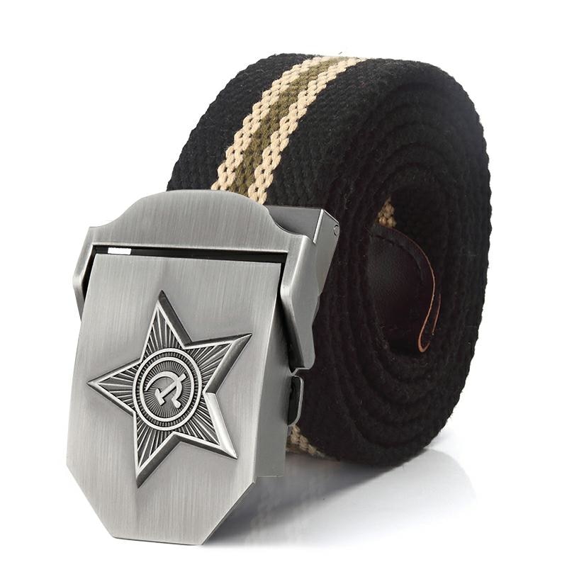 SupSindy Men&Women High Quality 3D Five Rays Star Military Belt Old CCCP Army Belt Patriotic Retired Soldiers Canvas Jeans Belts