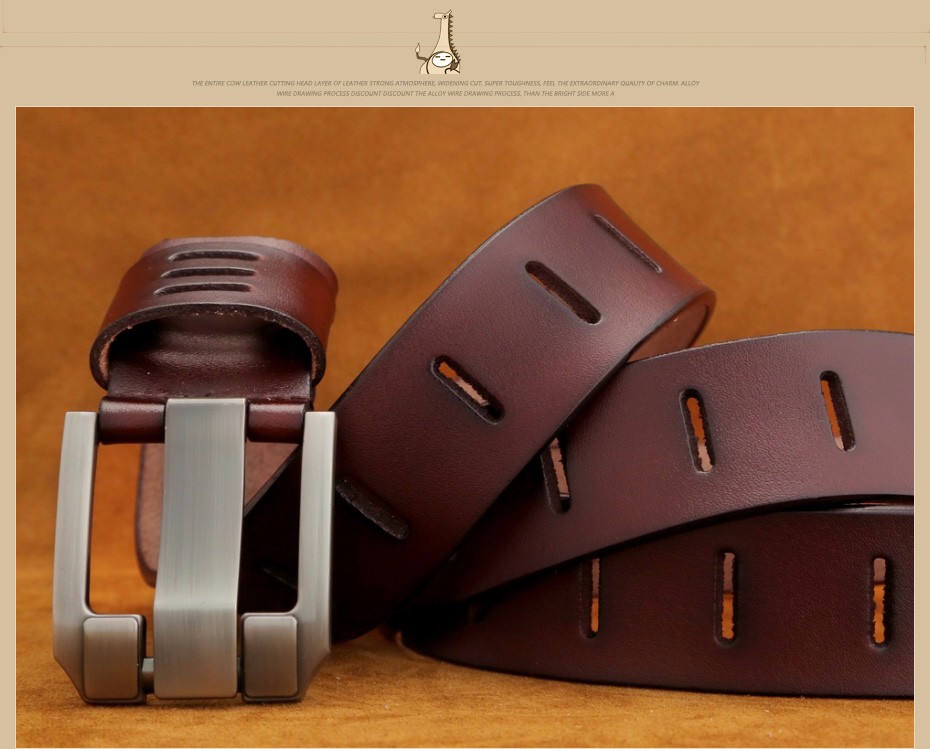 [MILUOTA] Designer Belts Men High Quality Genuine Leather Belt for Men Luxury Ceinture Homme Military Style 130CM MU012