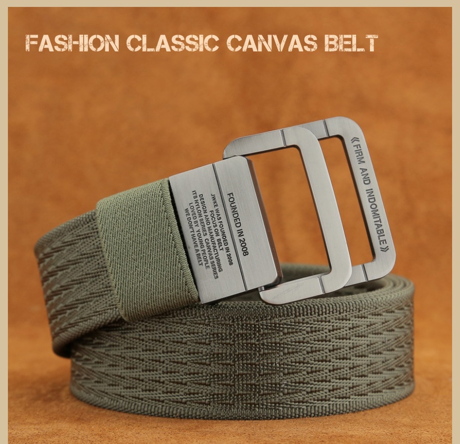 [MILUOTA] Military Equipment Tactical Belt Man Double Ring Buckle Thicken Canvas Belts for Men Waistband MU035