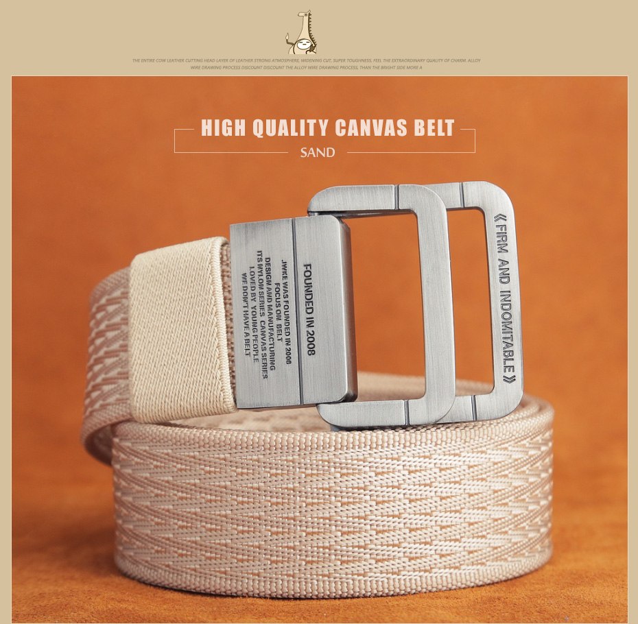 [MILUOTA] Military Equipment Tactical Belt Man Double Ring Buckle Thicken Canvas Belts for Men Waistband MU035