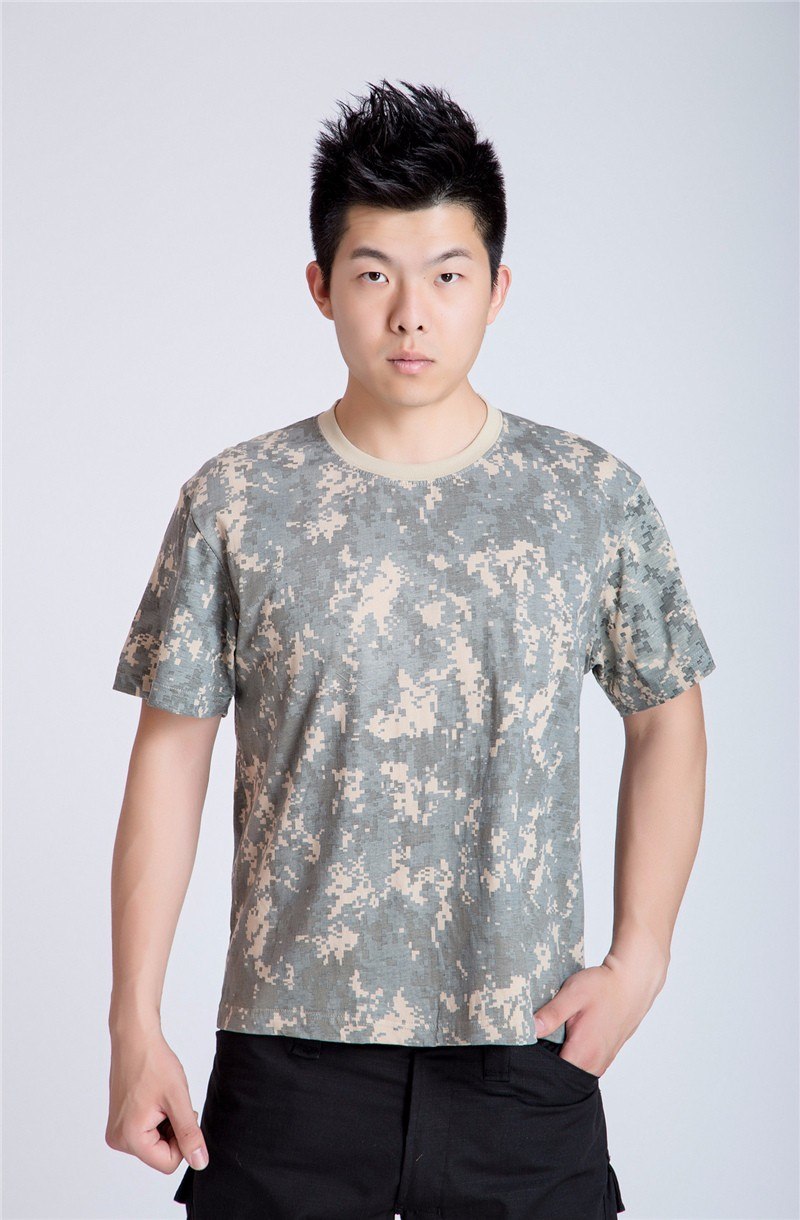 MEGE Summer Cotton T-shirt, Men Military Dry Camo Camp Tees, Camouflage Breathable Tactical Army Trainning Combat T Shirt