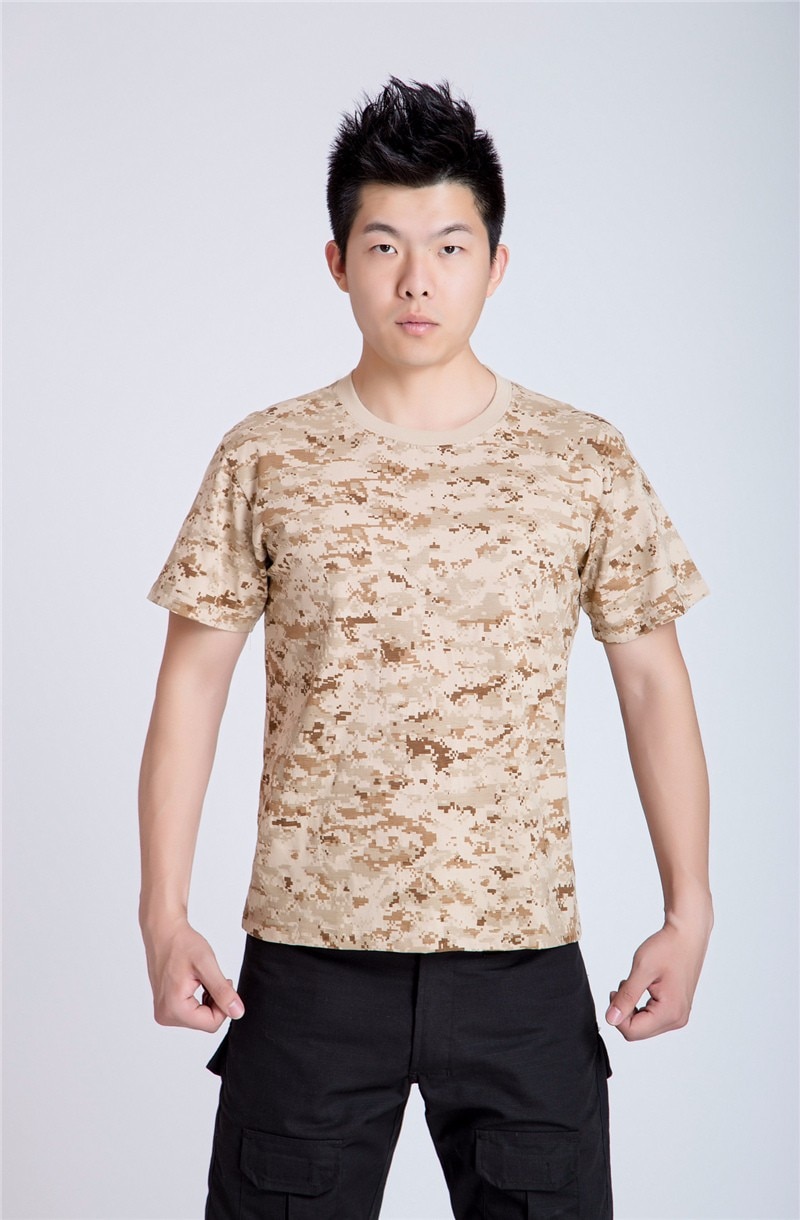 MEGE Summer Cotton T-shirt, Men Military Dry Camo Camp Tees, Camouflage Breathable Tactical Army Trainning Combat T Shirt