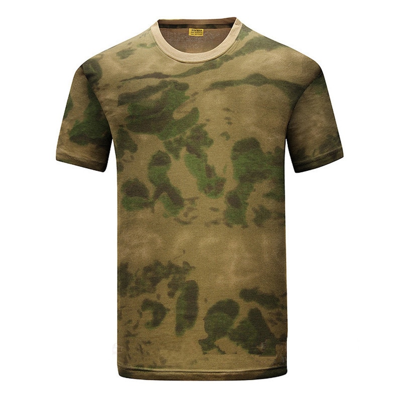 MEGE Summer Cotton T-shirt, Men Military Dry Camo Camp Tees, Camouflage Breathable Tactical Army Trainning Combat T Shirt