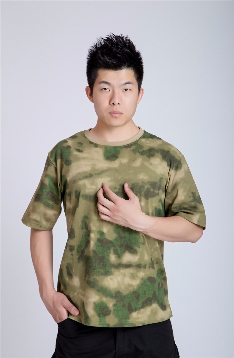 MEGE Summer Cotton T-shirt, Men Military Dry Camo Camp Tees, Camouflage Breathable Tactical Army Trainning Combat T Shirt