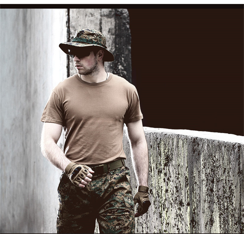 MEGE Summer Cotton T-shirt, Men Military Dry Camo Camp Tees, Camouflage Breathable Tactical Army Trainning Combat T Shirt
