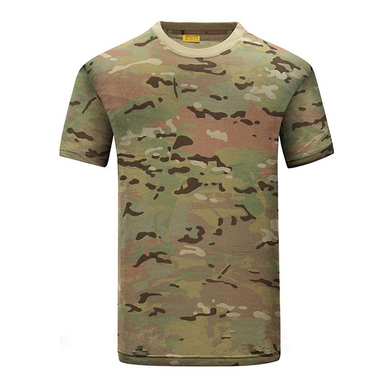 MEGE Summer Cotton T-shirt, Men Military Dry Camo Camp Tees, Camouflage Breathable Tactical Army Trainning Combat T Shirt