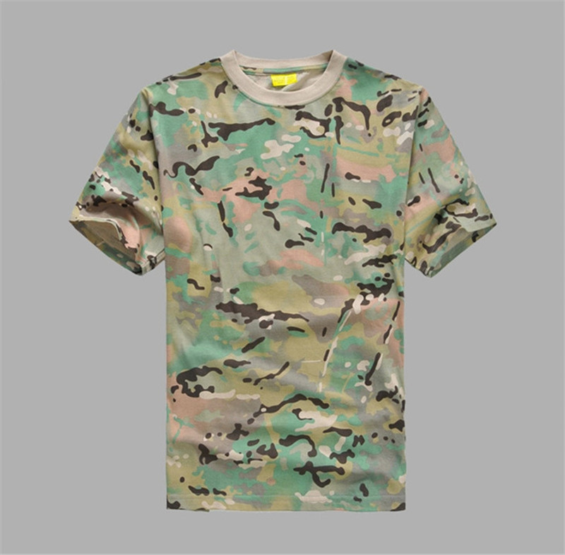 MEGE Summer Cotton T-shirt, Men Military Dry Camo Camp Tees, Camouflage Breathable Tactical Army Trainning Combat T Shirt