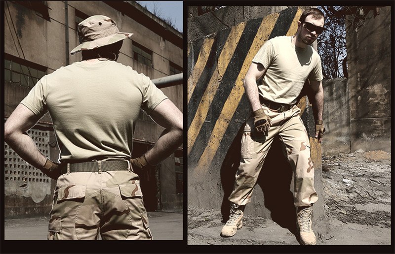 MEGE Summer Cotton T-shirt, Men Military Dry Camo Camp Tees, Camouflage Breathable Tactical Army Trainning Combat T Shirt