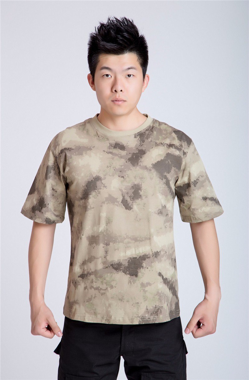 MEGE Summer Cotton T-shirt, Men Military Dry Camo Camp Tees, Camouflage Breathable Tactical Army Trainning Combat T Shirt