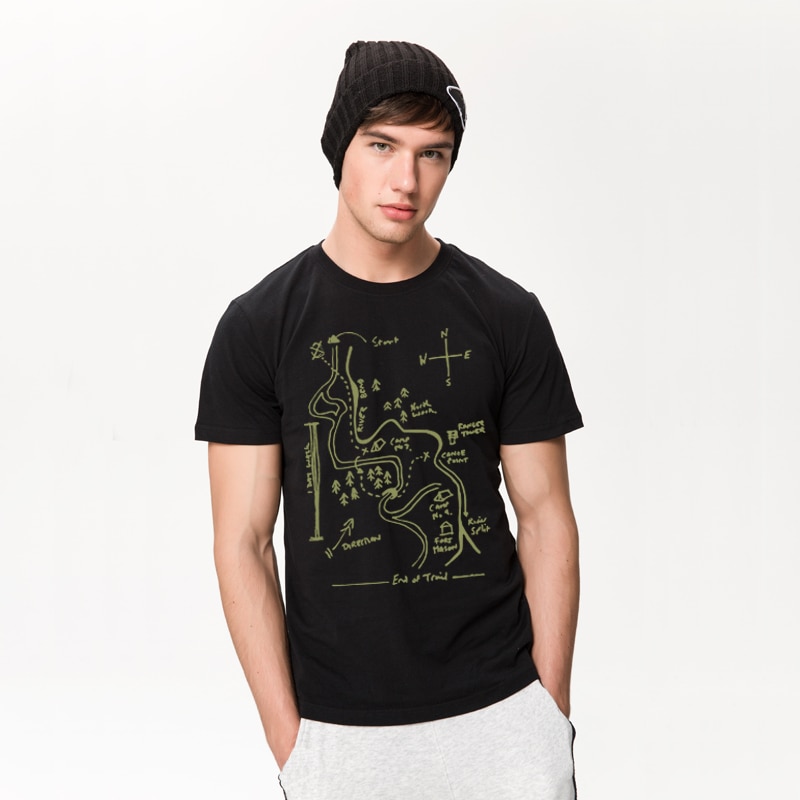 HanHent Wilderness Lived Maps Printed T-shirt Men Summer Cotton Tops Black Camouflage T shirts Fitness Army Tee shirts TH5364