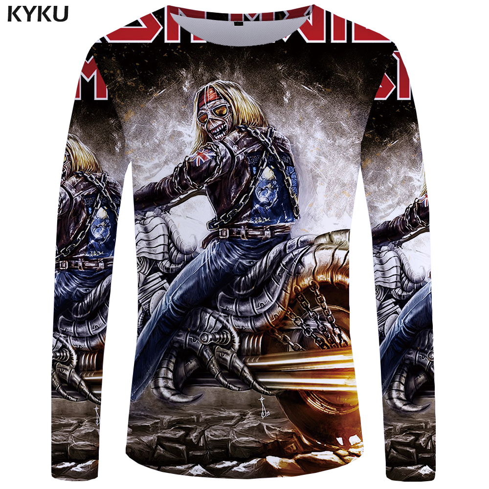 KYKU Brand Skull Long sleeve T shirt Germany Tshirt Military Clothes Punk Tops Gothic Funny T shirts Tees Men Fashion Top Tee