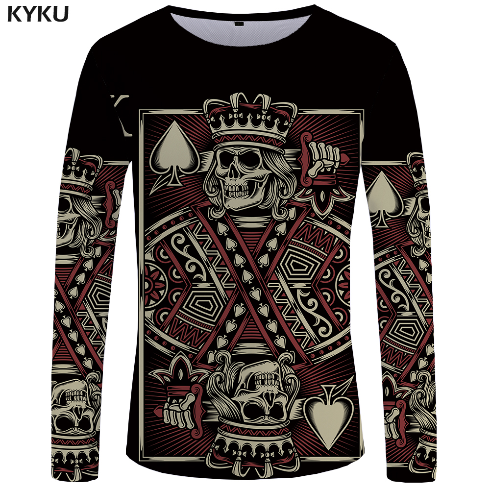 KYKU Brand Skull Long sleeve T shirt Germany Tshirt Military Clothes Punk Tops Gothic Funny T shirts Tees Men Fashion Top Tee
