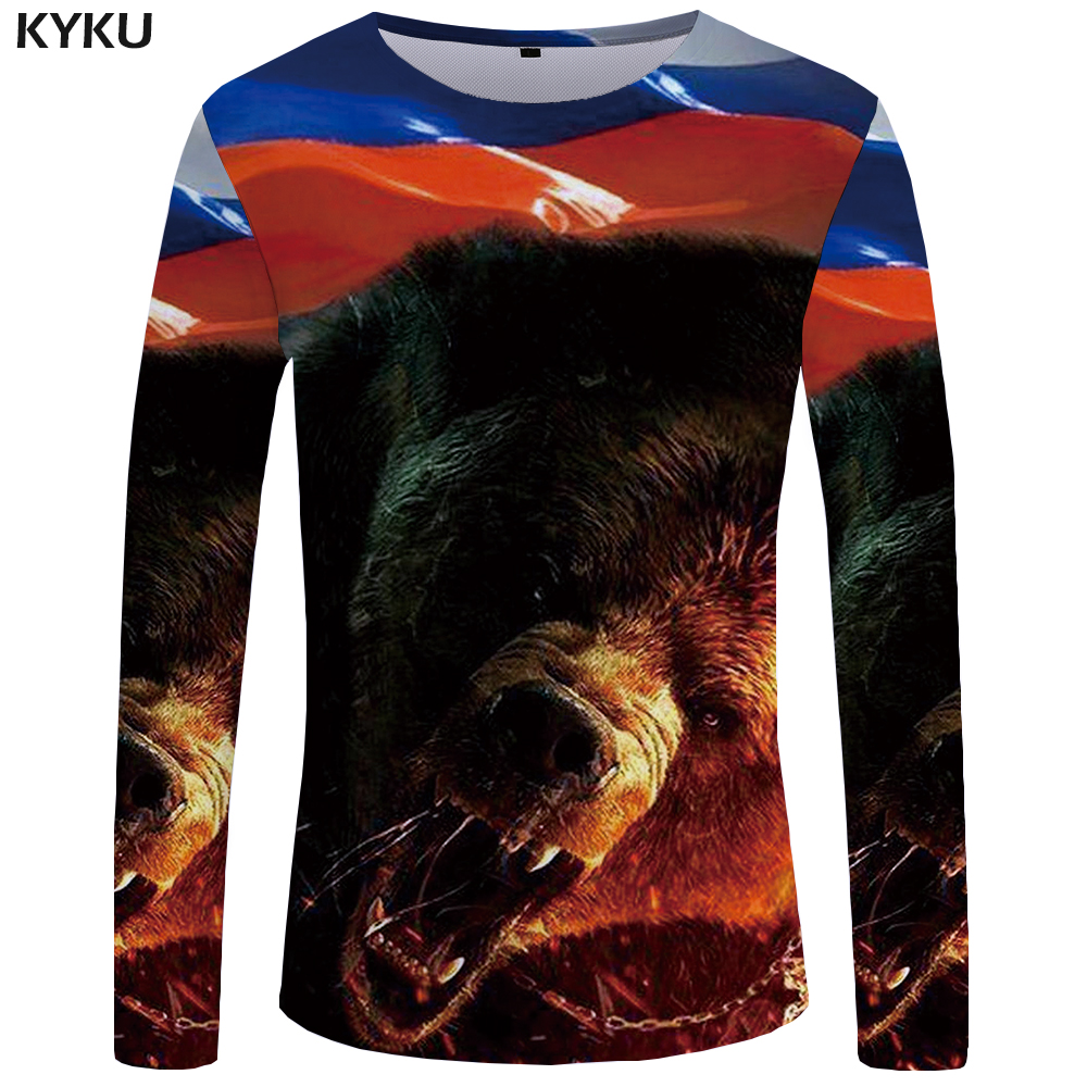 KYKU Brand Skull Long sleeve T shirt Germany Tshirt Military Clothes Punk Tops Gothic Funny T shirts Tees Men Fashion Top Tee