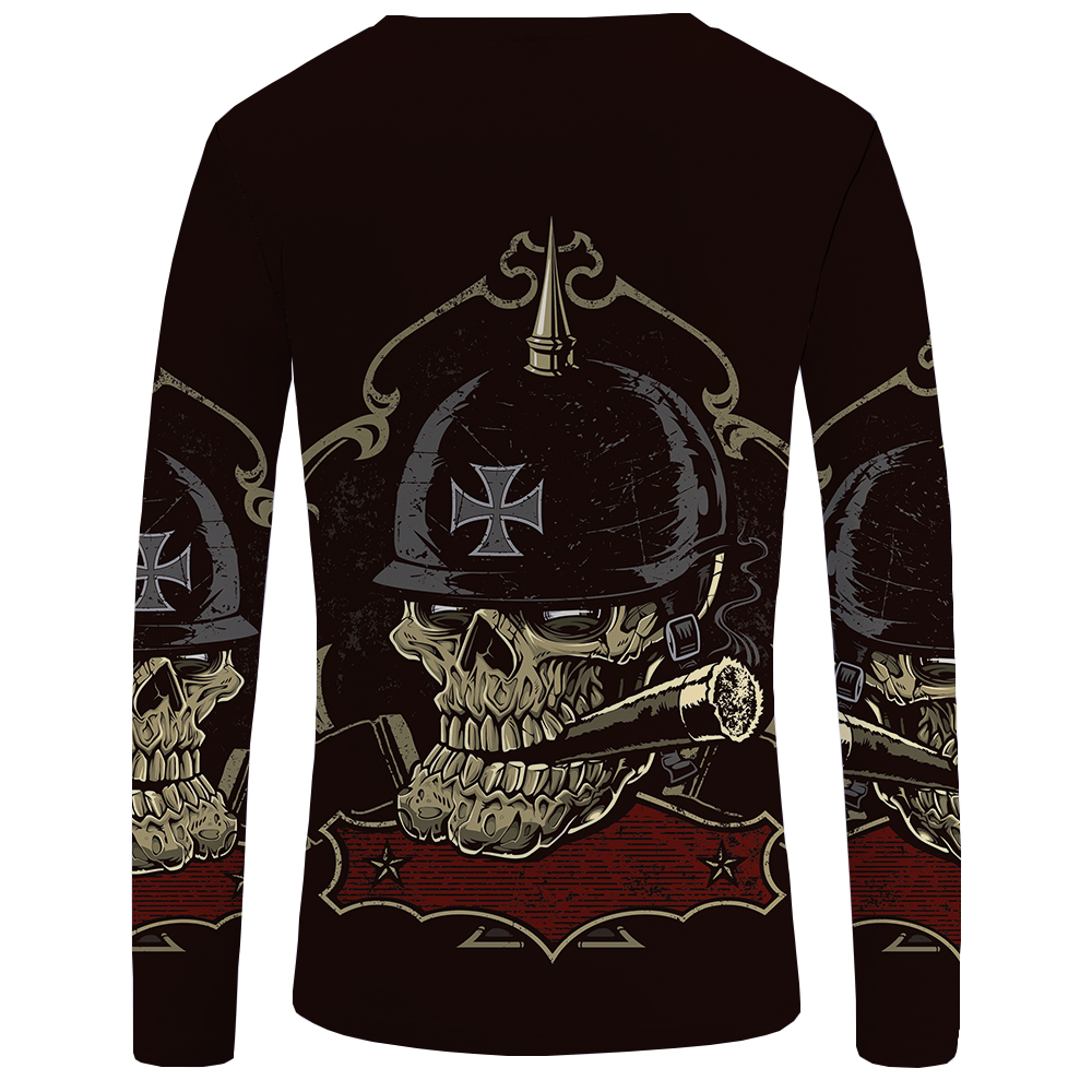 KYKU Brand Skull Long sleeve T shirt Germany Tshirt Military Clothes Punk Tops Gothic Funny T shirts Tees Men Fashion Top Tee