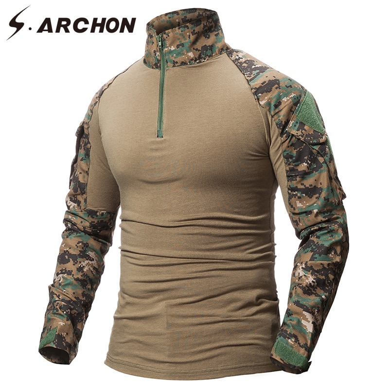 S.ARCHON Military Camouflage Shirt Men Multicam Uniform Tactical Long ...