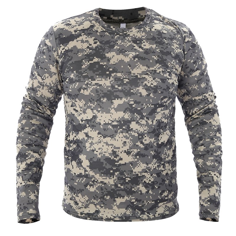 2018 New Tactical Military Camouflage T Shirt Male Breathable Quick Dry US Army Combat Full Sleeve Outwear T-shirt for Men S-3XL