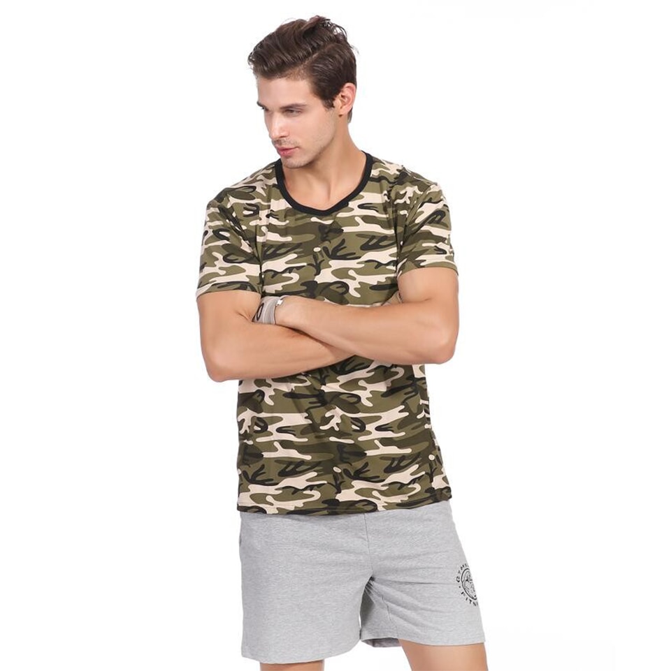 MENGD.G.O.S Man Casual Camouflage T-shirt Men Cotton Army Tactical Combat T Shirt Military Camo Mens T Shirts Fashion Tops Tees