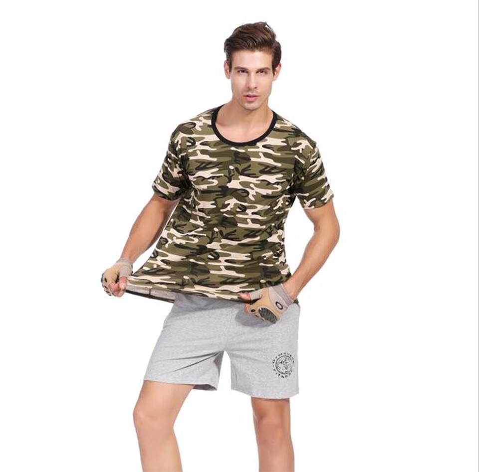 MENGD.G.O.S Man Casual Camouflage T-shirt Men Cotton Army Tactical Combat T Shirt Military Camo Mens T Shirts Fashion Tops Tees